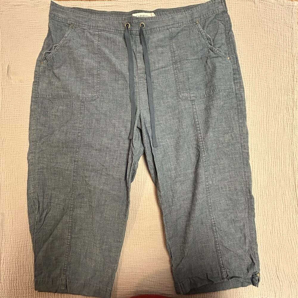 Croft & Barrow Stretch Chambray Blue Drawstring Capris